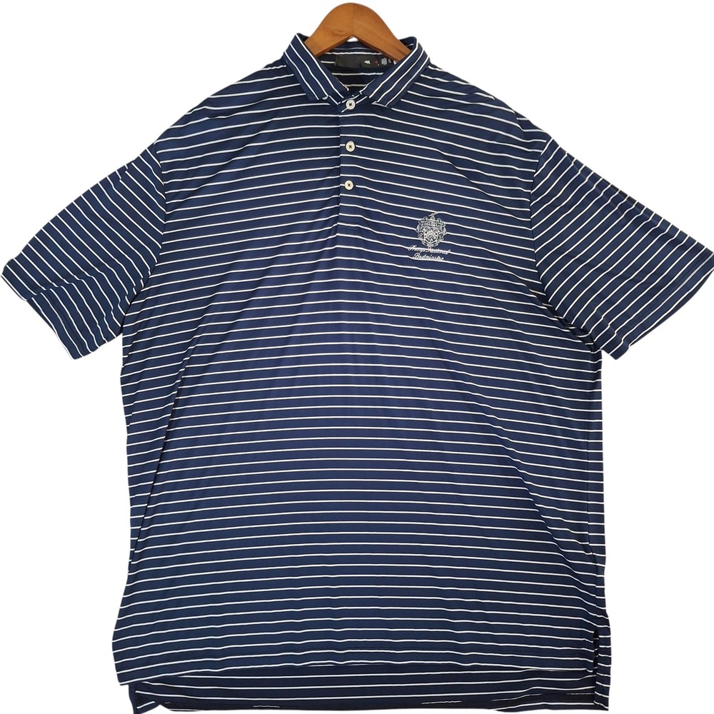 RLX Trump National Bedminster Men's XL Polo Shirt Blue Striped Golf Ralph Lauren - Picture 2 of 8
